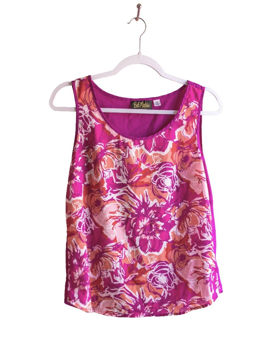Bob Mackie / Wearable Art- Sheer Rose Floral Tank Top Blouse - XS